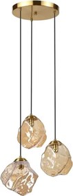 Kábeles CRISTAL csillár 3xE14/15W/230V sárgaréz/füstös bézs