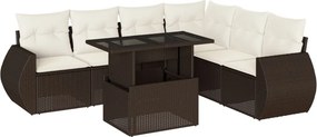 vidaXL 7 részes barna polyrattan kerti ülőgarnitúra párnákkal