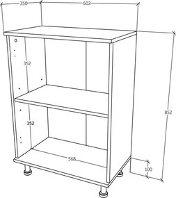 Zaria 2 ajtós fürdőszobai szekrény, Fényes szürke / Fehér, MDF, 60 x 35 x 85 cm