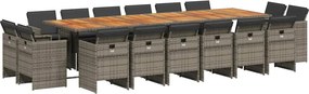 vidaXL 17 részes szürke polyrattan kerti étkezőgarnitúra párnával
