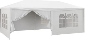 Outsunny 6x3 m-es Kerti Sátor, Levehető Kültéri Pavilon 4 Ablakkal, 2 Cippzáros Ajtóval és Vízálló Tetővel Teraszra, Pavilonra, Tengerpartra, Fehér |