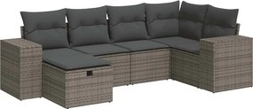 vidaXL 6 részes szürke polyrattan kerti ülőgarnitúra párnákkal