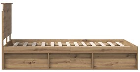 vidaXL Ágykeret fejtámlával Művészi tölgy 120 x 200 cm Tömör fenyőfa