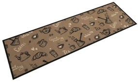 barna reggeli mintás mosható bársony konyhaszőnyeg 45x150 cm