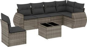 vidaXL 7 részes szürke polyrattan kerti ülőgarnitúra párnákkal