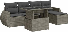 vidaXL 6 részes szürke polyrattan kerti ülőgarnitúra párnákkal