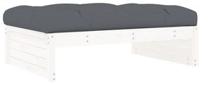 vidaXL fehér tömör fenyőfa kerti lábzsámoly párnával 120x80 cm