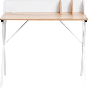 Számítógépasztal, világos tölgy/fehér, PSALMO