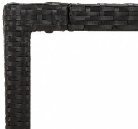 fekete polyrattan falapos kerti asztal 190 x 90 x 75 cm