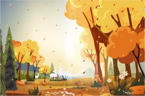 Kép - őszi táj, illusztrációk (90x60 cm)
