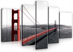 Hálószoba Nappali Kép Piros Híd 5 Részes Falikép XXL 170x100