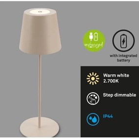Briloner 7508011 - LED töltős asztali lámpa LED/2,5W/5V IP44 bézs