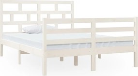 vidaXL fehér tömör fa ágykeret 135 x 190 cm (Double)