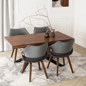 LUISE bársony szék szürke / dió színben