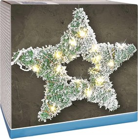 Karácsonyi csillag világító dekoráció elemes koszorú 58 cm