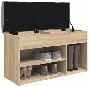 sonoma tölgy színű szerelt fa cipőtároló pad 82 x 32 x 45,5 cm