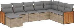 vidaXL 8 részes bézs polyrattan kerti ülőgarnitúra párnával