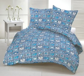 BLUE HEARTS pamut ágynemű DeLuxe Ágynemű mérete: 140x200 cm, A csomag tartalma: Készletcsomagolás