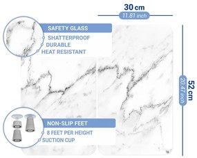 Edzett üveg tűzhely fedőlap szett 2 db-os 30x52 cm Marble – Wenko