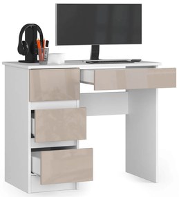 PC asztal Benicio II (fehér + fényes cappuccino) (B). Akció -18%. 1069913