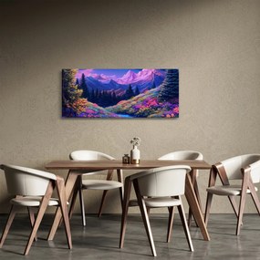 Kép - Lila táj teljes holdfénynél (120x50 cm)