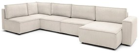 Krémszínű kordbársony sarokkanapé (bal oldali-"U" alakú) Nihad modular – Bobochic Paris