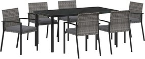 vidaXL Kert étkező szett 7 pcs Szürke Porszórt acél