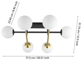 Eglo 390176 - Felületre szerelhető csillár  PAZ 6xE14/40W/230V arany/fekete