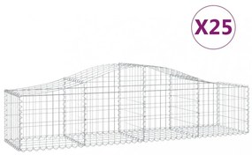 25 db íves horganyzott vas gabion kosár 200x50x40/60 cm