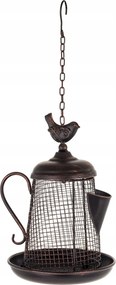 Függő madáretető fém barna itató kerti dekoráció