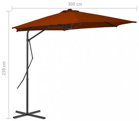terrakotta kültéri napernyő acélrúddal 300 x 230 cm
