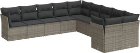 vidaXL 10 részes szürke polyrattan kerti ülőgarnitúra párnákkal