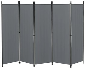 [en.casa] Paraván Huesca 5-paneles sötétszürke acél/poliészter 171x250 cm összecsukható