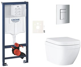 Falra akasztható WC-garnitúra világos falakhoz / falra szerelhető Grohe Euro Ceramic SIKOGRSEUSCP00