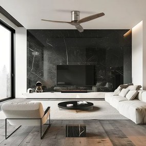 ZEVENTI - SPELLO mennyezeti ventilátor, Wi-Fi Tuya, króm/tölgy + távirányító