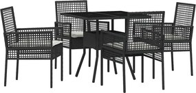 vidaXL Kert étkező szett 5 pcs Fekete polirattan