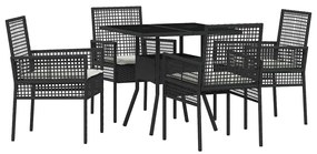 vidaXL Kert étkező szett 5 pcs Fekete polirattan