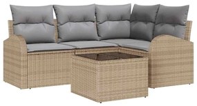 vidaXL Kerti Kanapé Szett Bézs polirattan