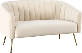 Design kétszemélyes kanapé, bézs Velvet szövet/gold króm-arany, BAGY