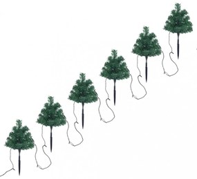 6 db PVC karácsonyi ösvényt jelző díszfa színes LED-ekkel 45 cm