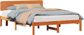 vidaXL Ágykeret fejtámlával Faggyú barna 160 x 200 cm Tömör fenyőfa
