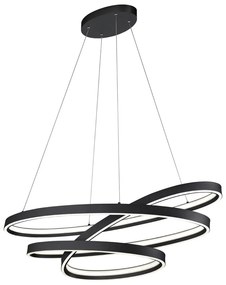 Fekete LED függőlámpa hangvezérléssel-mobil alkalmazás vezérléssel, fém búrával Ciola – CINQUE