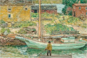 Kép - Childe Hassam, Oyster Sloop, Cos Cob, reprodukciók (90x60 cm)