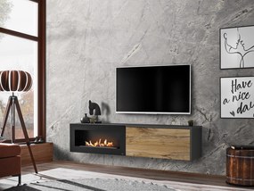 TV asztal/szekrény Dalton (antracit + flagstaff tölgy) (bio kandallóval). 1097690