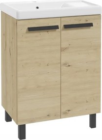 Fürdőszobaszekrény álló mosdóval, csepegtetővel 80x60cm Artisan tölgy