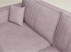 Lila kordbársony kinyitható-tárolóhelyes sarokkanapé (jobb oldali-L alakú) Tonga – Maison de Rêve