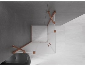 Mexen Velar Duo, zuhanykabin tolóajtóval 100 x 100 cm, 8 mm-es matt üveg, rózsaszín arany, 871-100-100-32-60