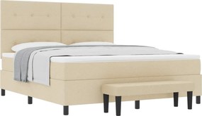 vidaXL Boxrugós ágy matracmal fejtámlával Krém 180 x 200 cm szövet