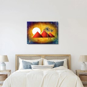 Festett egyiptomi piramisok képe (üvegen) (70x50 cm)
