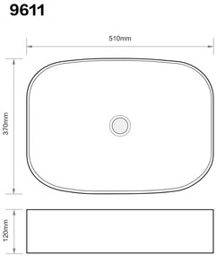 Erga Nancy, asztali mosogató 510x370x120 mm, fehér fényes, ERG-V03-9611-WH